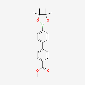 Methyl 4'-(4,4,5,5-tetramethyl-1,3,2-dioxaborolan-2-yl)-[1,1'-biphenyl]-4-carboxylate chemical structure (CAS 1381957-27-2)