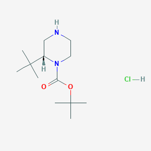 tert-Butyl (R)-2-(tert-butyl)piperazine-1-carboxylate hydrochloride chemical structure (CAS 1381958-53-7)