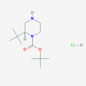 (S)-tert-Butyl 2-(tert-butyl)piperazine-1-carboxylate hydrochloride chemical structure (CAS 1381959-73-4)