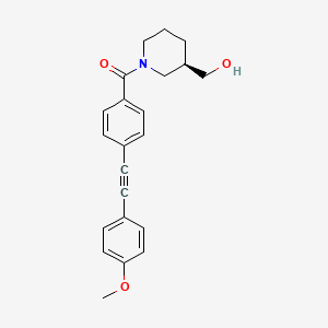 (R)-(3-(Hydroxymethyl)piperidin-1-yl)(4-((4-methoxyphenyl)ethynyl)phenyl)methanone chemical structure (CAS 1382481-79-9)