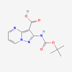 2-((tert-Butoxycarbonyl)amino)pyrazolo[1,5-a]pyrimidine-3-carboxylic acid chemical structure (CAS 1383056-73-2)
