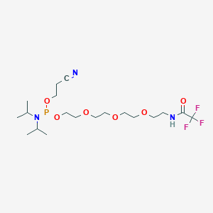 2-Cyanoethyl (1,1,1-trifluoro-2-oxo-6,9,12-trioxa-3-azatetradecan-14-yl) diisopropylphosphoramidite chemical structure (CAS 1384068-23-8)