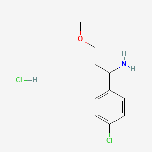 1-(4-Chlorophenyl)-3-methoxypropan-1-amine hydrochloride chemical structure (CAS 1384744-47-1)