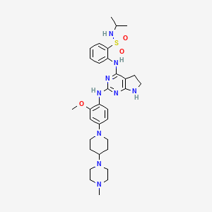 N-Isopropyl-2-((2-((2-methoxy-4-(4-(4-methylpiperazin-1-yl)piperidin-1-yl)phenyl)amino)-6,7-dihydro-5H-pyrrolo[2,3-d]pyrimidin-4-yl)amino)benzenesulfonamide chemical structure (CAS 1384860-29-0)
