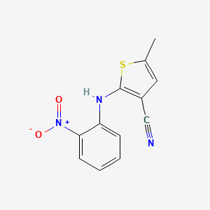 5-Methyl-2-((2-nitrophenyl)amino)thiophene-3-carbonitrile chemical structure (CAS 138564-59-7)