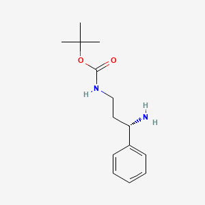 tert-Butyl (S)-(3-amino-3-phenylpropyl)carbamate chemical structure (CAS 1386980-68-2)