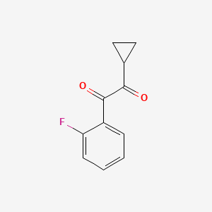1-Cyclopropyl-2-(2-fluorophenyl)ethane-1,2-dione chemical structure (CAS 1391054-37-7)