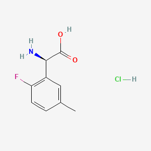 (R)-2-Amino-2-(2-fluoro-5-methylphenyl)acetic acid hydrochloride chemical structure (CAS 1391431-04-1)