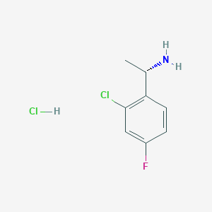 (1S)-1-(2-Chloro-4-fluorophenyl)ethan-1-amine hydrochloride chemical structure (CAS 1391433-36-5)