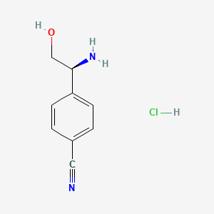 (S)-4-(1-Amino-2-hydroxyethyl)benzonitrile hydrochloride chemical structure (CAS 1391444-34-0)