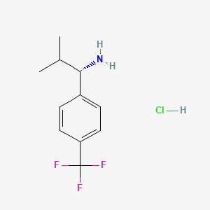 (S)-2-Methyl-1-(4-(trifluoromethyl)phenyl)propan-1-amine hydrochloride chemical structure (CAS 1391546-16-9)