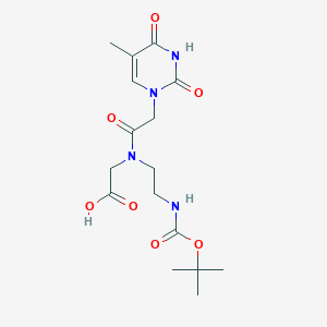N-(2-((tert-Butoxycarbonyl)amino)ethyl)-N-(2-(5-methyl-2,4-dioxo-3,4-dihydropyrimidin-1(2H)-yl)acetyl)glycine chemical structure (CAS 139166-80-6)