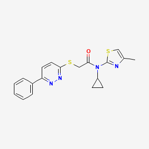 N-Cyclopropyl-N-(4-methylthiazol-2-yl)-2-((6-phenylpyridazin-3-yl)thio)acetamide chemical structure (CAS 1391737-01-1)