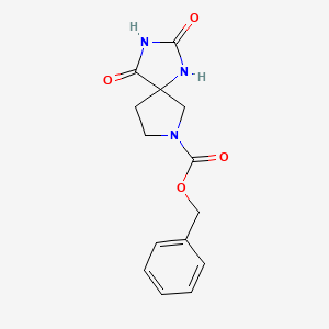 Benzyl 2,4-dioxo-1,3,7-triazaspiro[4.4]nonane-7-carboxylate chemical structure (CAS 1391828-70-8)