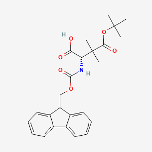 (S)-2-((((9H-Fluoren-9-yl)methoxy)carbonyl)amino)-4-(tert-butoxy)-3,3-dimethyl-4-oxobutanoic acid chemical structure (CAS 1392219-11-2)
