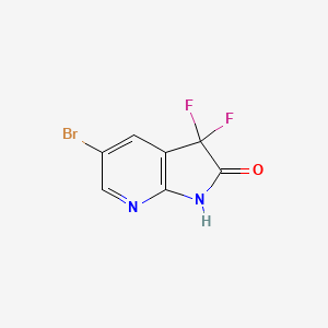 5-Bromo-3,3-difluoro-1H,2H,3H-pyrrolo[2,3-b]pyridin-2-one chemical structure (CAS 1393540-54-9)