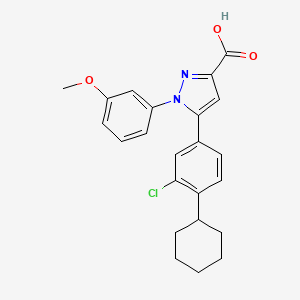 5-(3-Chloro-4-cyclohexylphenyl)-1-(3-methoxyphenyl)-1H-pyrazole-3-carboxylic acid chemical structure (CAS 1393814-38-4)