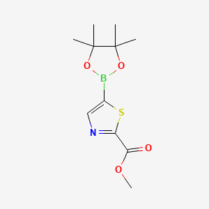 Methyl 5-(4,4,5,5-tetramethyl-1,3,2-dioxaborolan-2-yl)thiazole-2-carboxylate chemical structure (CAS 1393827-96-7)