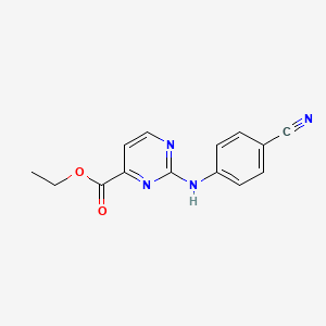 Ethyl 2-((4-cyanophenyl)amino)pyrimidine-4-carboxylate chemical structure (CAS 1393845-81-2)