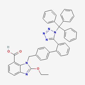 2-Ethoxy-1-((2'-(1-trityl-1H-tetrazol-5-yl)-[1,1'-biphenyl]-4-yl)methyl)-1H-benzo[d]imidazole-7-carboxylic acid chemical structure (CAS 139481-72-4)