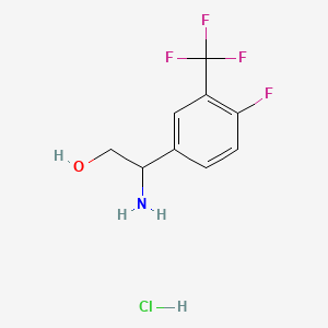 2-Amino-2-(4-fluoro-3-(trifluoromethyl)phenyl)ethanol hydrochloride chemical structure (CAS 1394820-12-2)