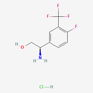 (R)-2-Amino-2-(4-fluoro-3-(trifluoromethyl)phenyl)ethanol hydrochloride chemical structure (CAS 1394822-93-5)