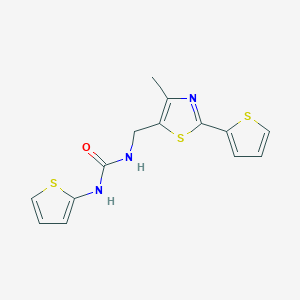 1-((4-Methyl-2-(thiophen-2-yl)thiazol-5-yl)methyl)-3-(thiophen-2-yl)urea chemical structure (CAS 1396814-79-1)
