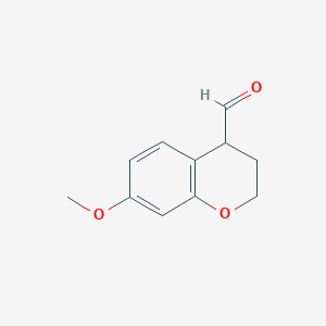 7-Methoxychromane-4-carbaldehyde chemical structure (CAS 139711-09-4)