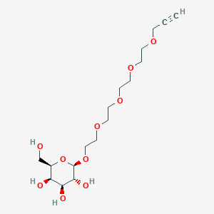 (2R,3R,4S,5R,6R)-2-((3,6,9,12-Tetraoxapentadec-14-yn-1-yl)oxy)-6-(hydroxymethyl)tetrahydro-2H-pyran-3,4,5-triol chemical structure (CAS 1397682-63-1)
