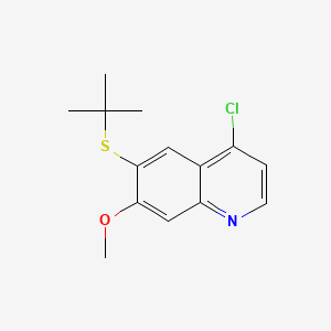 6-(tert-Butylthio)-4-chloro-7-methoxyquinoline chemical structure (CAS 1398054-54-0)