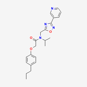 N-Isopropyl-2-(4-propylphenoxy)-N-((3-(pyridin-3-yl)-1,2,4-oxadiazol-5-yl)methyl)acetamide chemical structure (CAS 1401223-22-0)