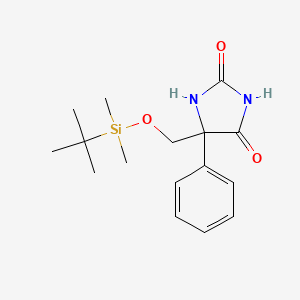 5-(((tert-Butyldimethylsilyl)oxy)methyl)-5-phenylimidazolidine-2,4-dione chemical structure (CAS 1401226-49-0)