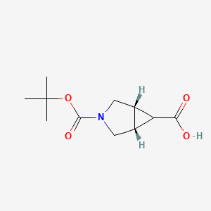 rel-(1R,5S,6s)-3-(tert-butoxycarbonyl)-3-azabicyclo[3.1.0]hexane-6-carboxylic acid chemical structure (CAS 1401464-07-0)