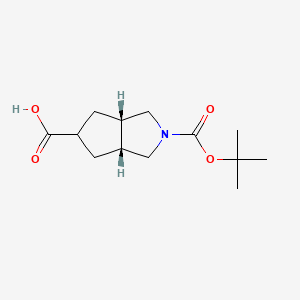 rel-(3aR,5s,6aS)-2-(tert-butoxycarbonyl)octahydrocyclopenta[c]pyrrole-5-carboxylic acid chemical structure (CAS 1401464-09-2)