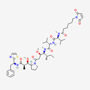 6-(2,5-Dioxo-2,5-dihydro-1H-pyrrol-1-yl)-N-((S)-1-(((S)-1-(((3R,4S,5S)-3-methoxy-1-((S)-2-((1R,2R)-1-methoxy-2-methyl-3-oxo-3-(((S)-2-phenyl-1-(thiazol-2-yl)ethyl)amino)propyl)pyrrolidin-1-yl)-5-methyl-1-oxoheptan-4-yl)(methyl)amino)-3-methyl-1-oxobutan-2-yl)amino)-3-methyl-1-oxobutan-2-yl)-N-methylhexanamide chemical structure (CAS 1401963-15-2)