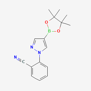 2-(4-(4,4,5,5-Tetramethyl-1,3,2-dioxaborolan-2-yl)-1H-pyrazol-1-yl)benzonitrile chemical structure (CAS 1402166-71-5)