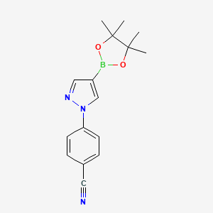 4-(4-(4,4,5,5-Tetramethyl-1,3,2-dioxaborolan-2-yl)-1H-pyrazol-1-yl)benzonitrile chemical structure (CAS 1402166-72-6)