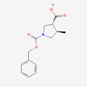 trans-1-[(Benzyloxy)carbonyl]-4-methylpyrrolidine-3-carboxylic acid chemical structure (CAS 1402666-47-0)