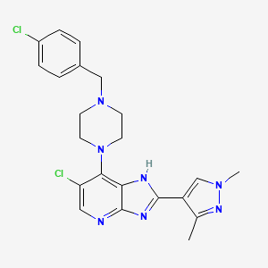6-Chloro-7-(4-(4-chlorobenzyl)piperazin-1-yl)-2-(1,3-dimethyl-1H-pyrazol-4-yl)-1H-imidazo[4,5-b]pyridine chemical structure (CAS 1402709-93-6)