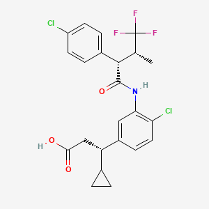 (S)-3-(4-Chloro-3-((2S,3R)-2-(4-chlorophenyl)-4,4,4-trifluoro-3-methylbutanamido)phenyl)-3-cyclopropylpropanoic acid chemical structure (CAS 1402936-61-1)