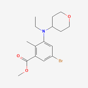 Methyl 5-bromo-3-(ethyl(tetrahydro-2H-pyran-4-yl)amino)-2-methylbenzoate chemical structure (CAS 1403257-79-3)