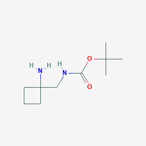tert-Butyl ((1-aminocyclobutyl)methyl)carbamate chemical structure (CAS 1403767-13-4)