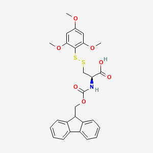 N-(((9H-Fluoren-9-yl)methoxy)carbonyl)-S-((2,4,6-trimethoxyphenyl)thio)-L-cysteine chemical structure (CAS 1403834-74-1)