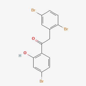 1-(4-Bromo-2-hydroxyphenyl)-2-(2,5-dibromophenyl)ethanone chemical structure (CAS 1403991-85-4)