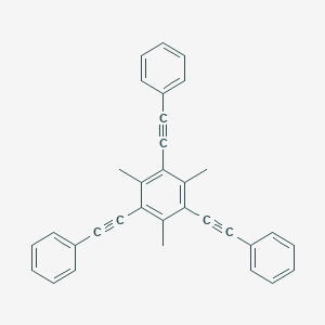 ((2,4,6-Trimethylbenzene-1,3,5-triyl)tris(ethyne-2,1-diyl))tribenzene chemical structure (CAS 140477-43-6)