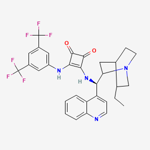 3-((3,5-Bis(trifluoromethyl)phenyl)amino)-4-(((1R)-(5-ethylquinuclidin-2-yl)(quinolin-4-yl)methyl)amino)cyclobut-3-ene-1,2-dione chemical structure (CAS 1407166-64-6)
