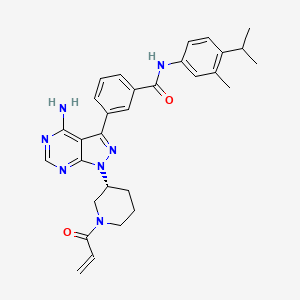(R)-3-(1-(1-Acryloylpiperidin-3-yl)-4-amino-1H-pyrazolo[3,4-d]pyrimidin-3-yl)-N-(4-isopropyl-3-methylphenyl)benzamide chemical structure (CAS 1407966-77-1)