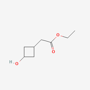 Ethyl 2-(3-hydroxycyclobutyl)acetate chemical structure (CAS 1408075-22-8)