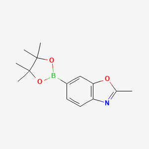 2-Methyl-6-(4,4,5,5-tetramethyl-1,3,2-dioxaborolan-2-yl)benzo[d]oxazole chemical structure (CAS 1408089-23-5)