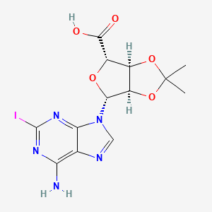 (3aS,4S,6R,6aR)-6-(6-Amino-2-iodo-9H-purin-9-yl)-2,2-dimethyltetrahydrofuro[3,4-d][1,3]dioxole-4-carboxylic acid chemical structure (CAS 141018-26-0)